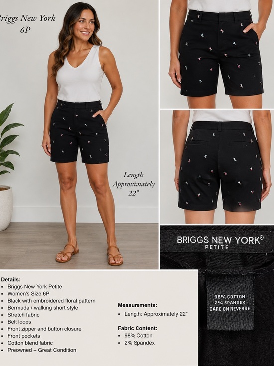 Briggs New York Pants - Briggs New York Petite Bermuda Stretch Shorts Women’s Size 6P